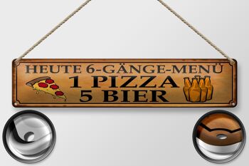 Plaque en tôle disant 46x10cm, menu 6 plats, 1 pizza, 5 bières, décoration 2