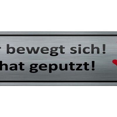 Blechschild Spruch 46x10cm keine bewegt Mutti hat geputzt Dekoration