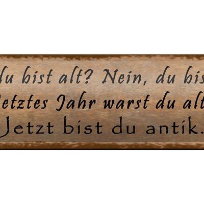 Blechschild Spruch 46x10cm du denkst du bist alt nein bist Dekoration