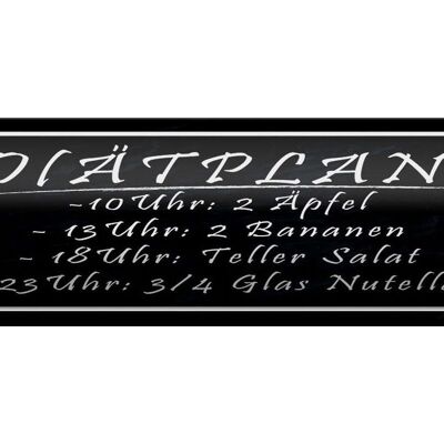 Tin sign saying 46x10cm diet plan 2 apples 2 bananas salad decoration