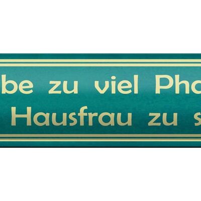 Blechschild Spruch 46x10cm habe viel Phantasie um Hausfrau Dekoration