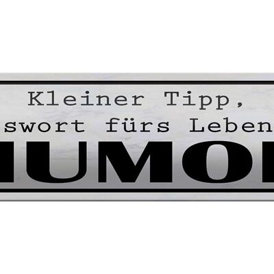 Blechschild Spruch 46x10cm Passwort fürs Leben heißt HUMOR Dekoration