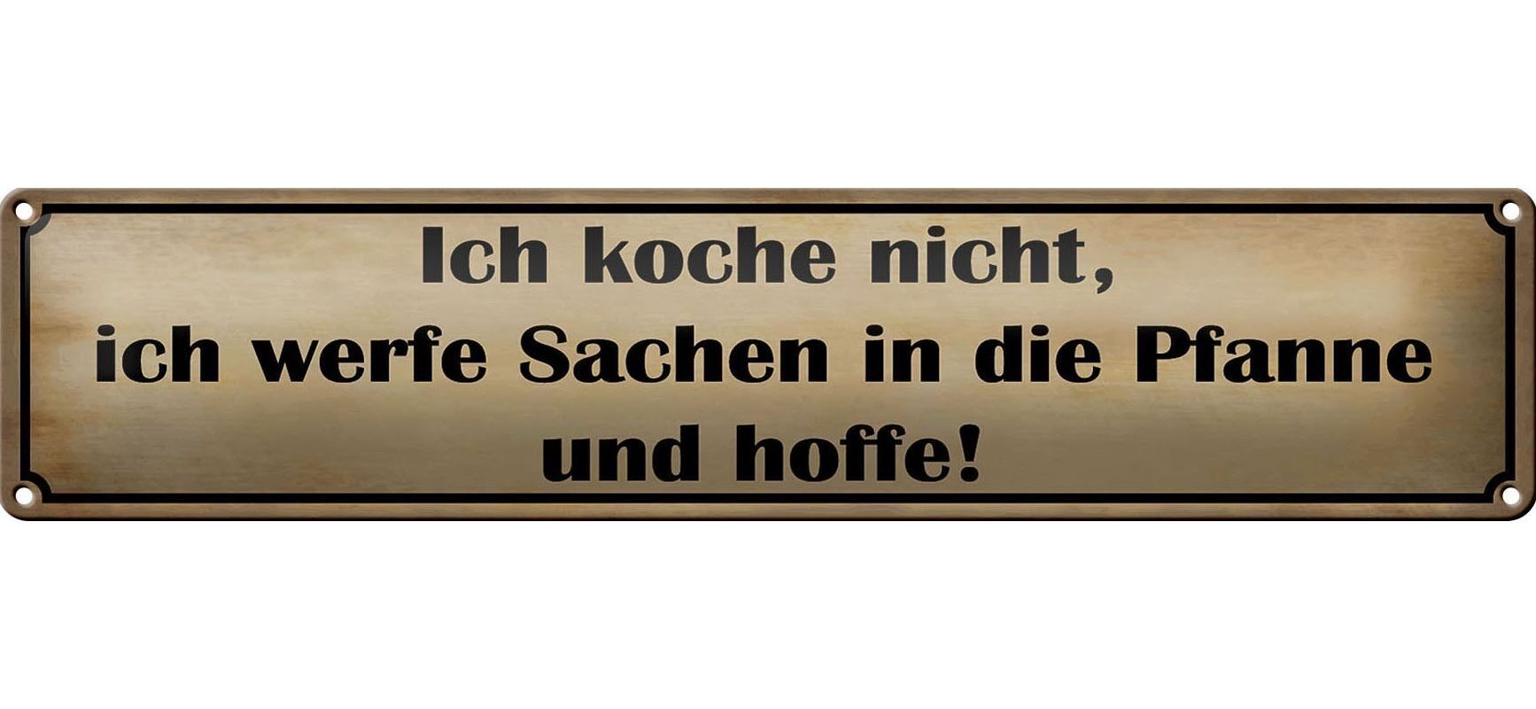 Targa in metallo con scritta 46x10 cm Non cucinare, buttare oggetti, decorazione in padella