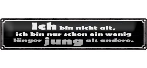 Blechschild Spruch 46x10cm bin nicht alt bin länger jung Dekoration