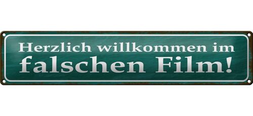 Blechschild Spruch 46x10cm herzlich willkommen im Film Dekoration