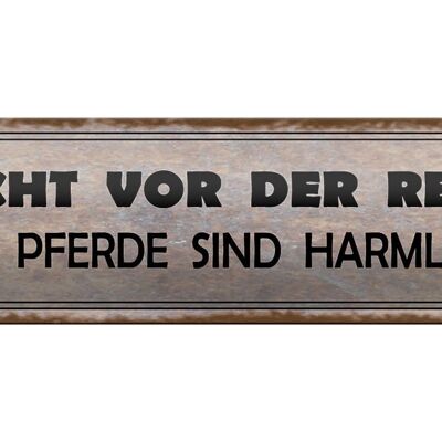 Blechschild Spruch 46x10cm Vorsicht vor der Reiterin Pferde Dekoration