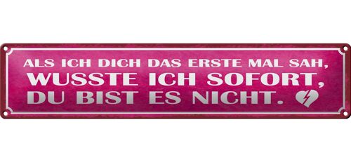 Blechschild Spruch 46x10cm als ich dich das erste Mal sah Dekoration