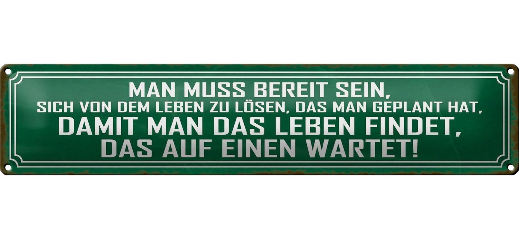 Cartel de chapa que dice 46x10cm La vida está esperando para decoración.