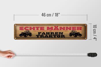 Panneau en étain indiquant que de vrais hommes conduisent un tracteur, 46x10cm, décoration 4