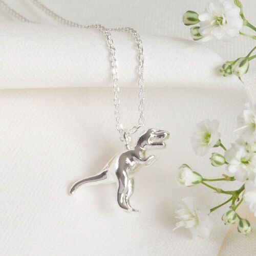 Silver T-Rex Dinosaur Necklace