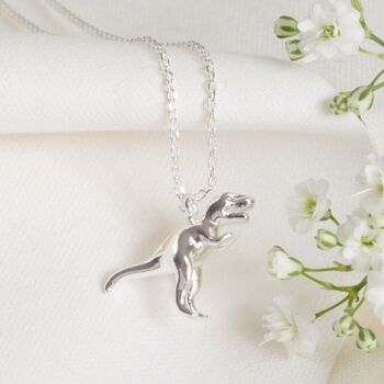 Collier dinosaure T-Rex en argent 1