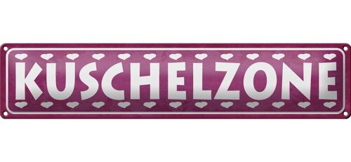 Blechschild Spruch 46x10cm Kuschelzone Herzen Geschenk Dekoration