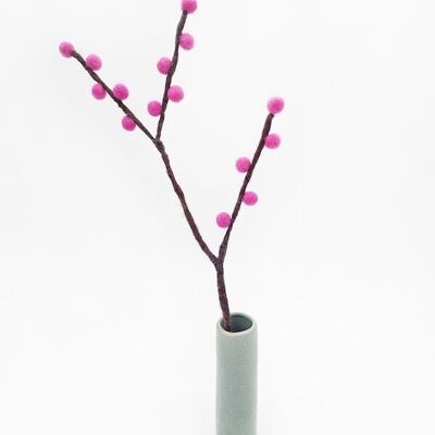 Branche de fleurs en feutre avec baies, Ilex, rose