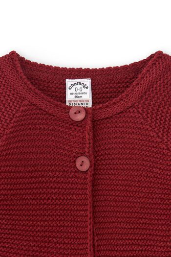 Cardigan nouveau-né couleur prune Réf : 83157 4