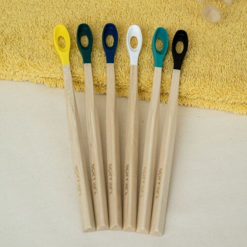 Manche brosse à dents en bois rechargeable - la Maline - lot de 12