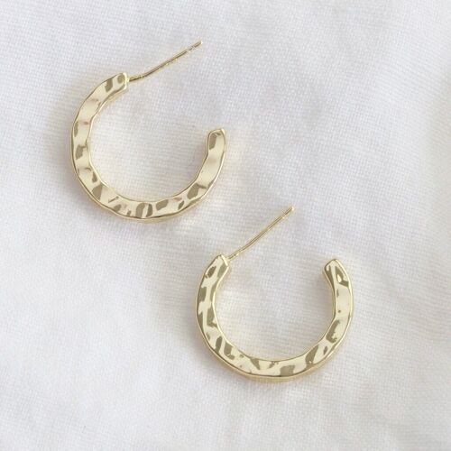 Small Hammered Gold Hoop Earrings