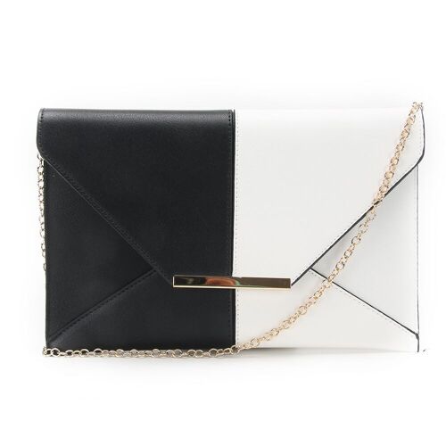 Carly Two-Tone Art Deco Inspired Clutch Bag with Chain