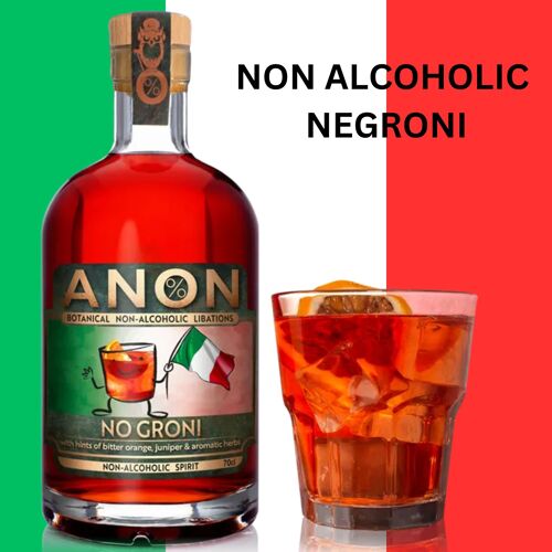 ANON No Groni, Non-Alcoholic Spirit, Perfect for Cocktails, 70cl