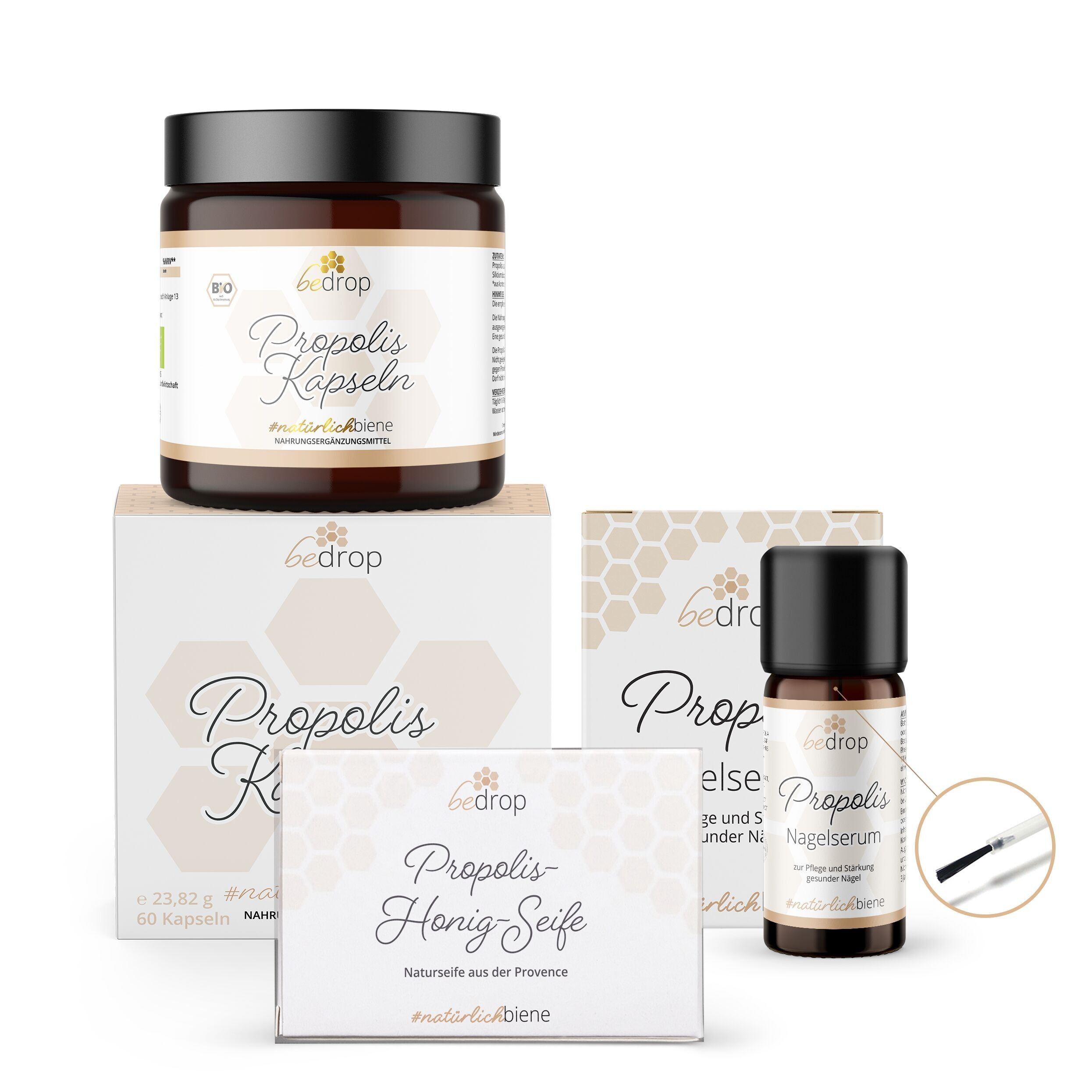 Nail Care Set | Propolis Nagelserum, Kapseln & Propolis-Honig-Seife bei Nagelpilz & mehr