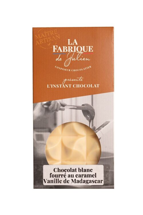 tablette de chocolat blanc fourrée de caramel à la vanille de Madagascar - La Fabrique de Julien - 100g