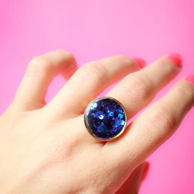 Runder Ring L tiefblau