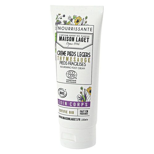 Crème pieds apaisante certifiée Bio - pieds échauffés - Crème PIEDS légers