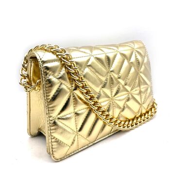 Venus Quilted Gold Shimmer Clutch Bag 2