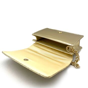 Venus Quilted Gold Shimmer Clutch Bag 3