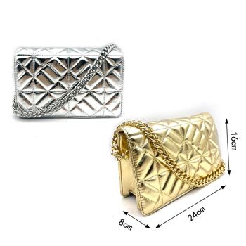 Venus Quilted Gold Shimmer Clutch Bag 4