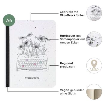 Carnet/journal/journal A6 durable en papier d'herbe - livre de graines 8