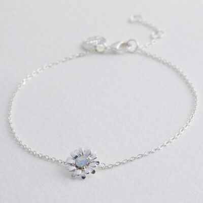 Crystal Daisy Charm-Armband in Silber