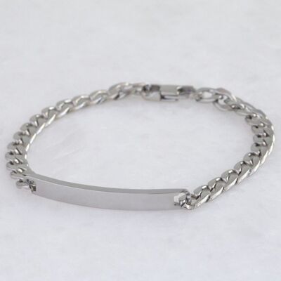 Men's Stainless Steel Chain and Plaque Bracelet