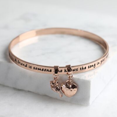 Nuovo braccialetto con parole significative "Amico" in oro rosa