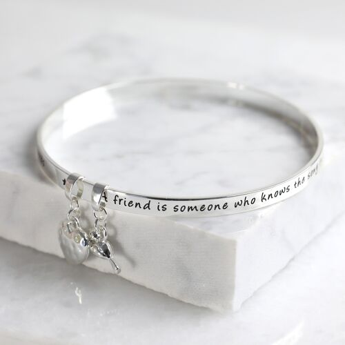New 'Friend' Meaningful Word Bangle Silver