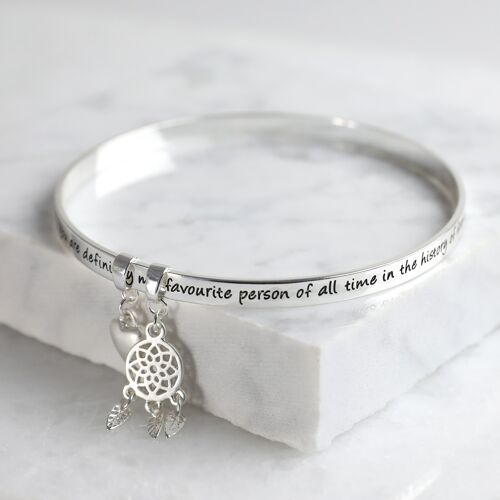 New 'Favourite Person' Meaningful Word Bangle Silver