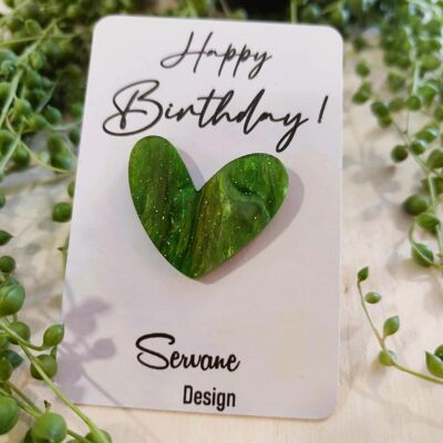 Pin "Feliz cumpleaños" - Verde hierba nacarada