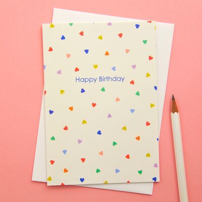 Glückwunschkarte „Alles Gute zum Geburtstag“ mit Herzen