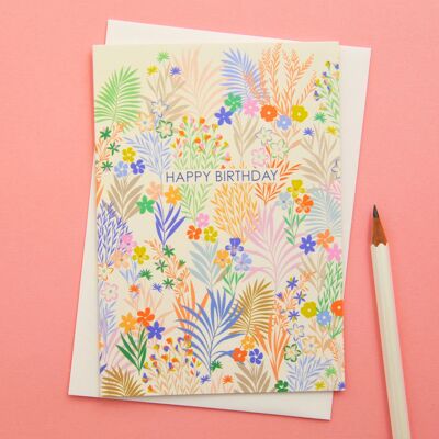 Happy Birthday Floral Meadow Greetings Card