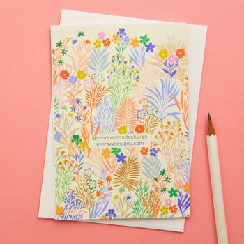 Carte de voeux joyeux anniversaire prairie florale 2