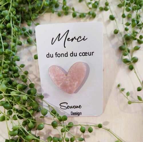 Pin's " Merci du fond du coeur " - Rose pâle nacré