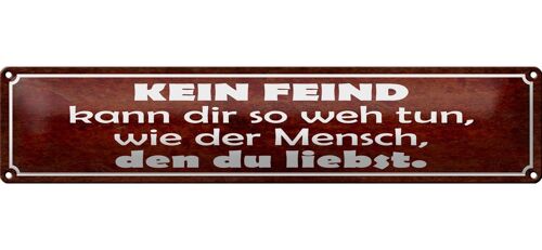 Blechschild Spruch 46x10cm kein Feind kann dir so weh tun Dekoration