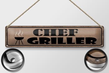 Panneau en étain disant 46x10cm, décoration cadeau Grill Chef Griller 2