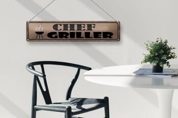 Panneau en étain disant 46x10cm, décoration cadeau Grill Chef Griller 3