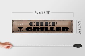 Panneau en étain disant 46x10cm, décoration cadeau Grill Chef Griller 4