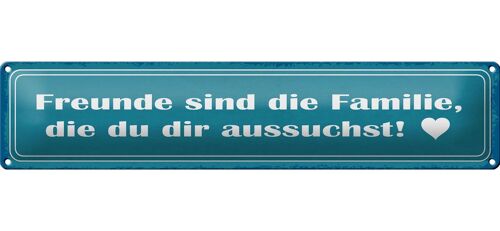 Blechschild Spruch 46x10cm Freunde sind Familie die du Dekoration