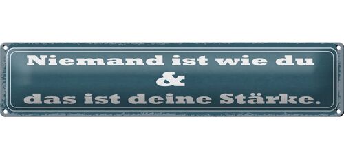 Blechschild Spruch 46x10cm Niemand ist die du deine Stärke Dekoration