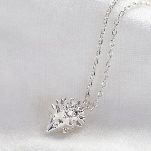 Hedgehog Necklace in silver plate