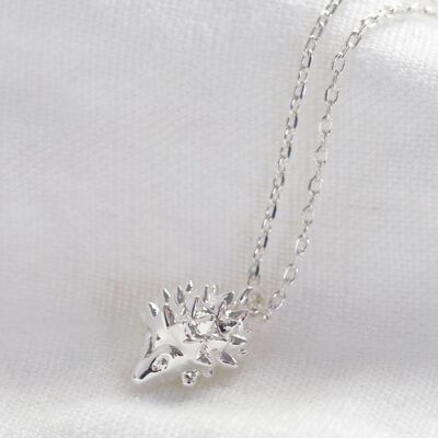 Hedgehog Necklace in silver plate