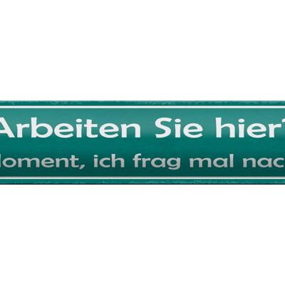 Blechschild Spruch 46x10cm Arbeiten Sie Hier? Moment ich Dekoration