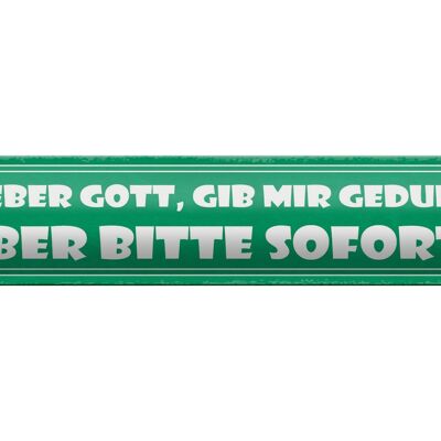 Blechschild Spruch 46x10cm Lieber Gott, gib mir Geduld Dekoration